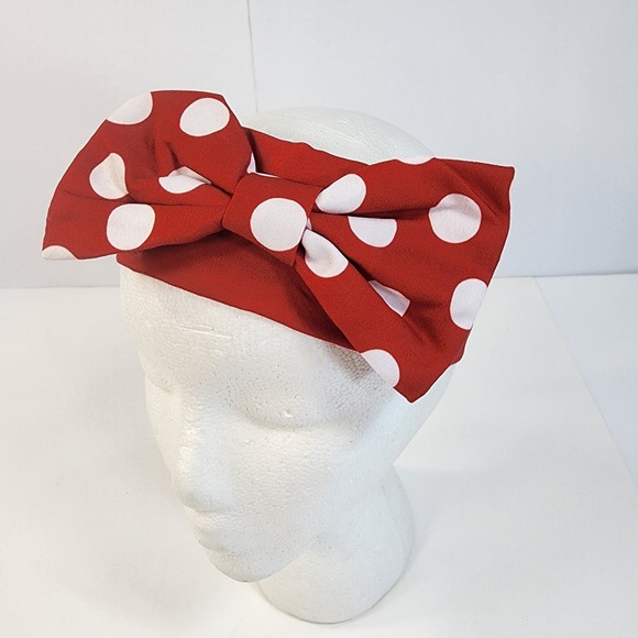 Disney Minnie Mouse Red Polka Dot Bow Headband - Picture 2 of 4